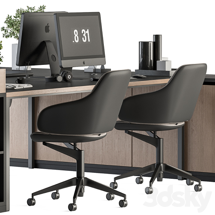 Office Furniture with Plant Box – employee Set 48 3DS Max - thumbnail 2