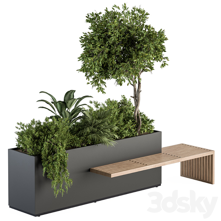 Urban Furniture \/ Plant Box with Bench – Set 28 3DS Max - thumbnail 1