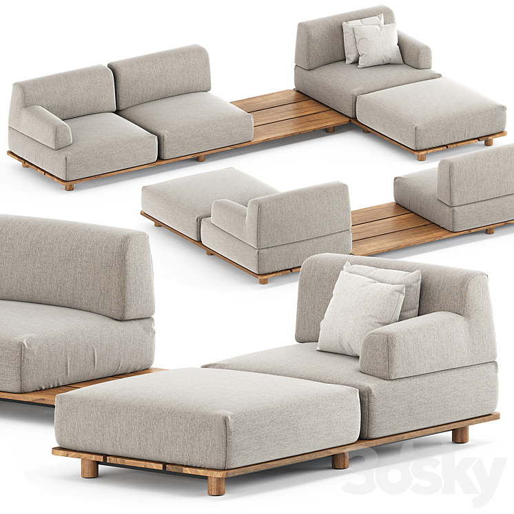 Palco sofa module set 3 by Kristalia 3D Model