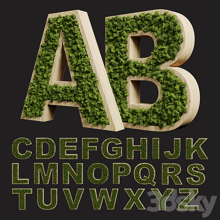 Moss alphabet 3DS Max Model - thumbnail 1