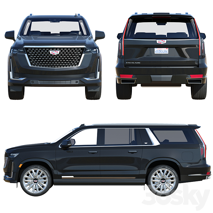 Cadillac Escalade ESV Luxury 2021 3D Model Free