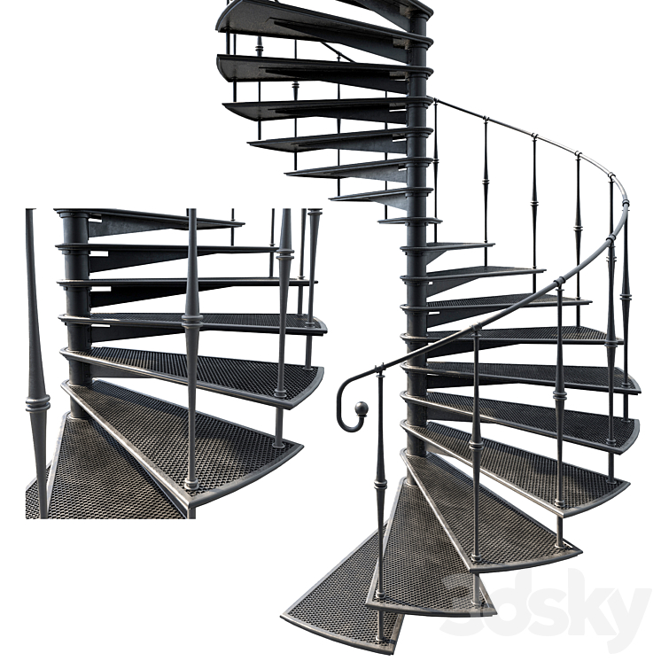 Metal spiral staircase 3D Model