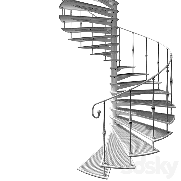 Metal spiral staircase 3DS Max - thumbnail 2