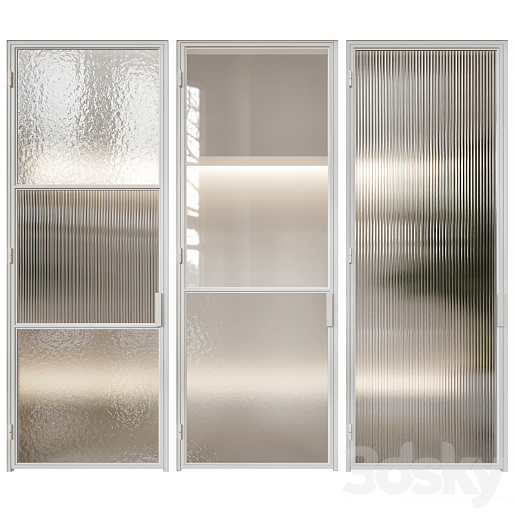 White French door 3DS Max - thumbnail 1