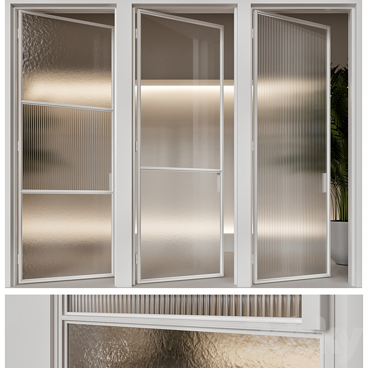 White French door 3DS Max - thumbnail 2