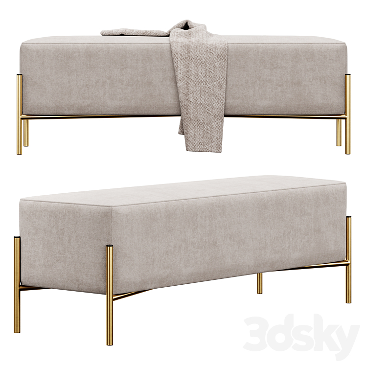 Ivor Upholstered Bench by Etta Avenue 3D Model Free