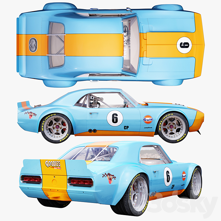 Chevrolet camaro gulf racing 1968 3DS Max - thumbnail 2