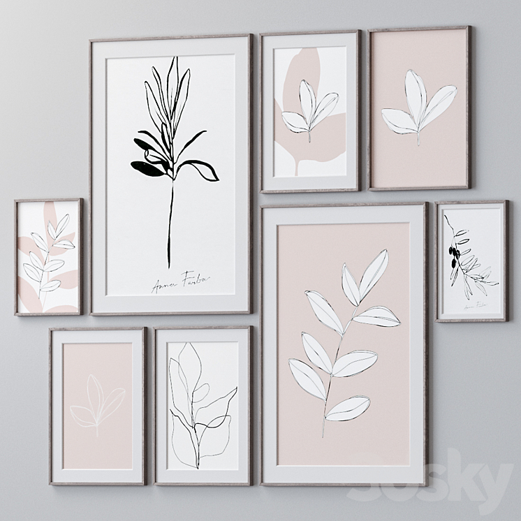 Set of wall paintings 1389 3D Model Free