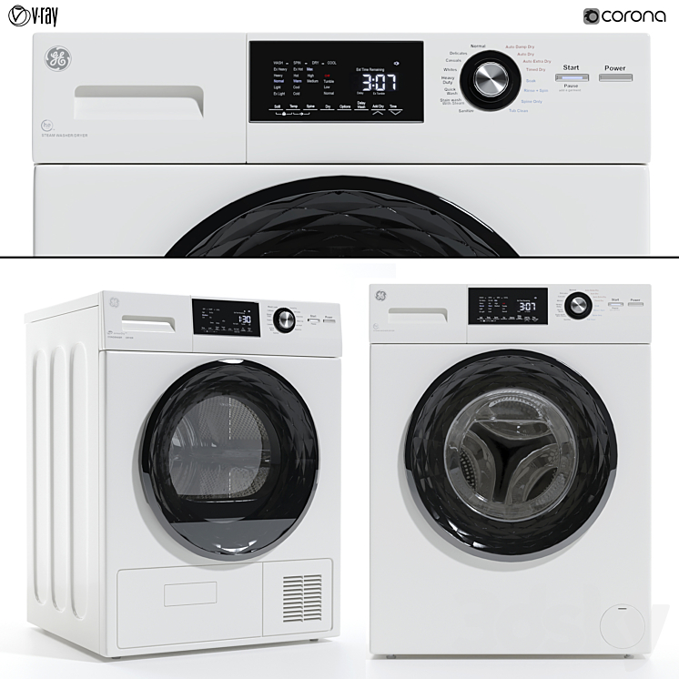 GE Washing machine and dryer 3D Model