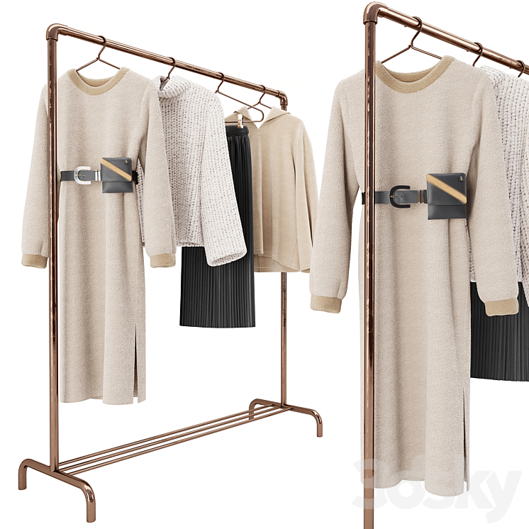 Elegant Woman Clothes Set 03 3D Model