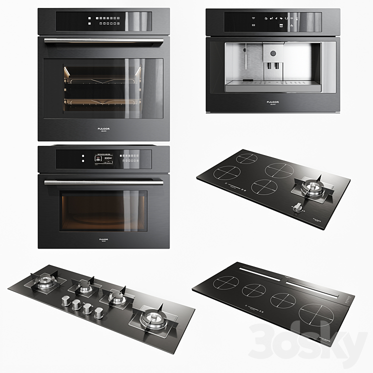 kitchen appliance set Fulgor Milano 3DS Max Model - thumbnail 1