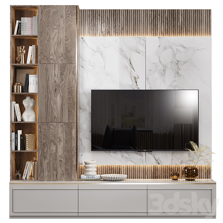 Neoclassical TV wall 021 3DS Max Model - thumbnail 1