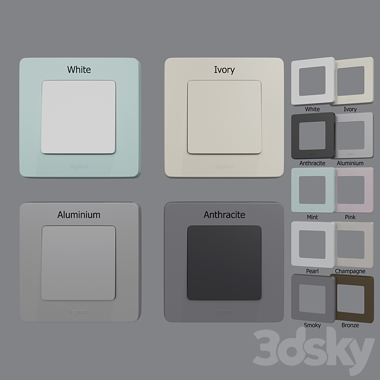 Legrand Inspiria sockets and switches 3DS Max Model - thumbnail 2