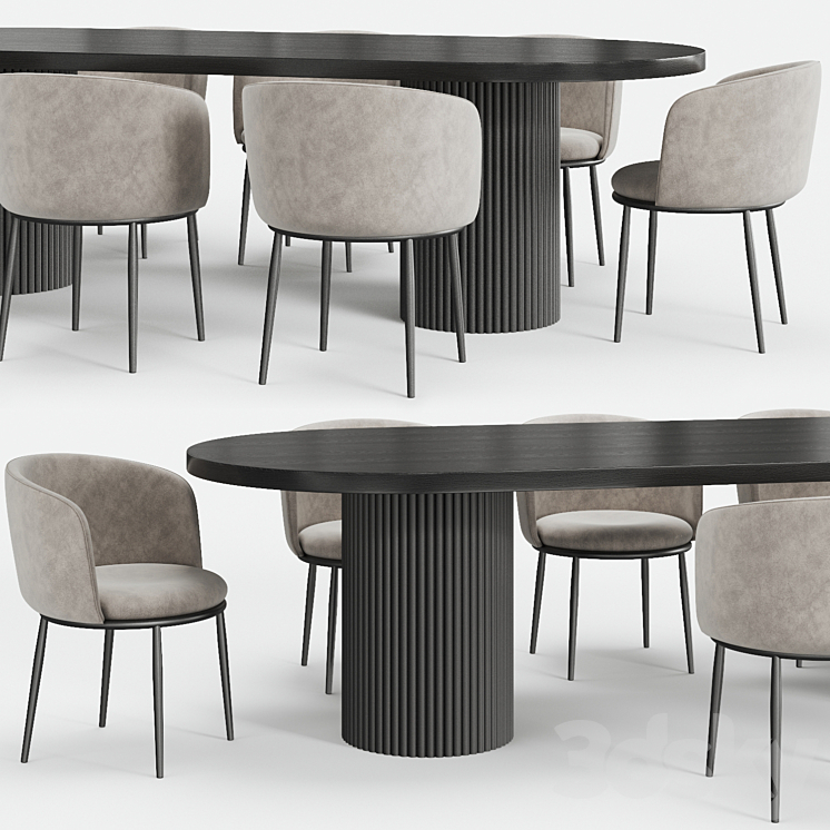 GLOBEWEST Benjamin Ripple table and Filmore dining chair Eichholtz 3DS Max Model - thumbnail 2
