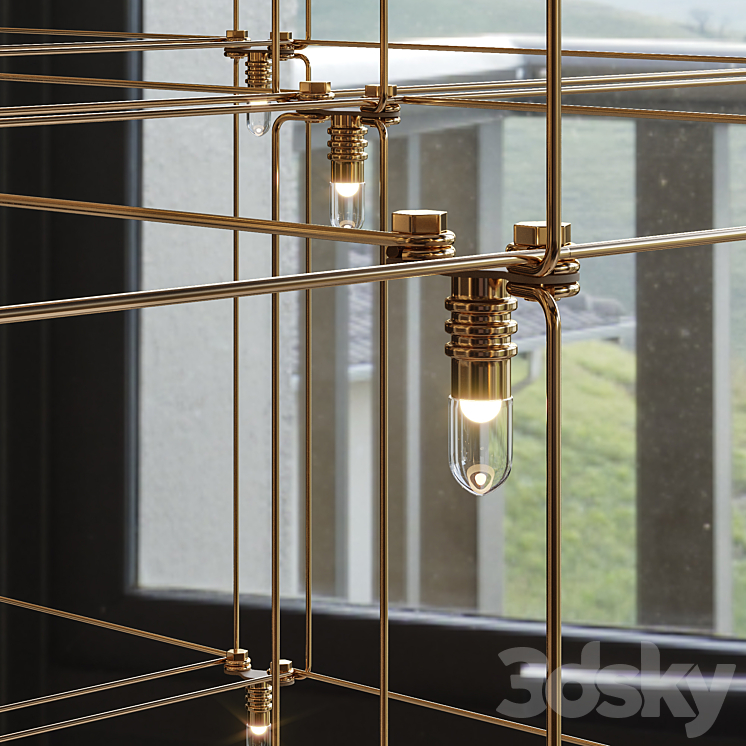 QUASAR UNIVERSE SQUARE DOUBLE SUSPENSION LAMP 875 cm 3D Model Free