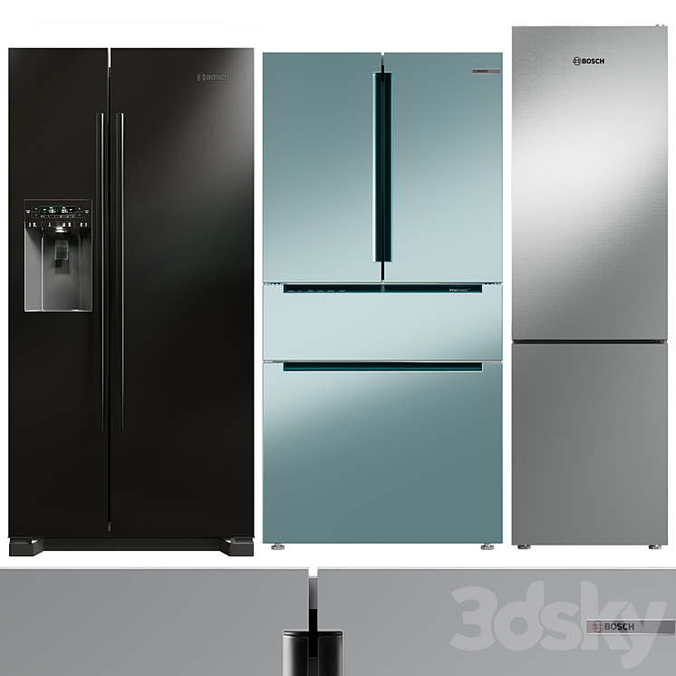 Collection Refrigerator Bosch set 01 3DS Max Model - thumbnail 1