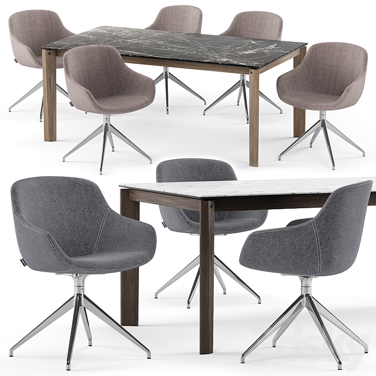 Igloo chair and Alpha table Calligaris Table + Chair 3D model
