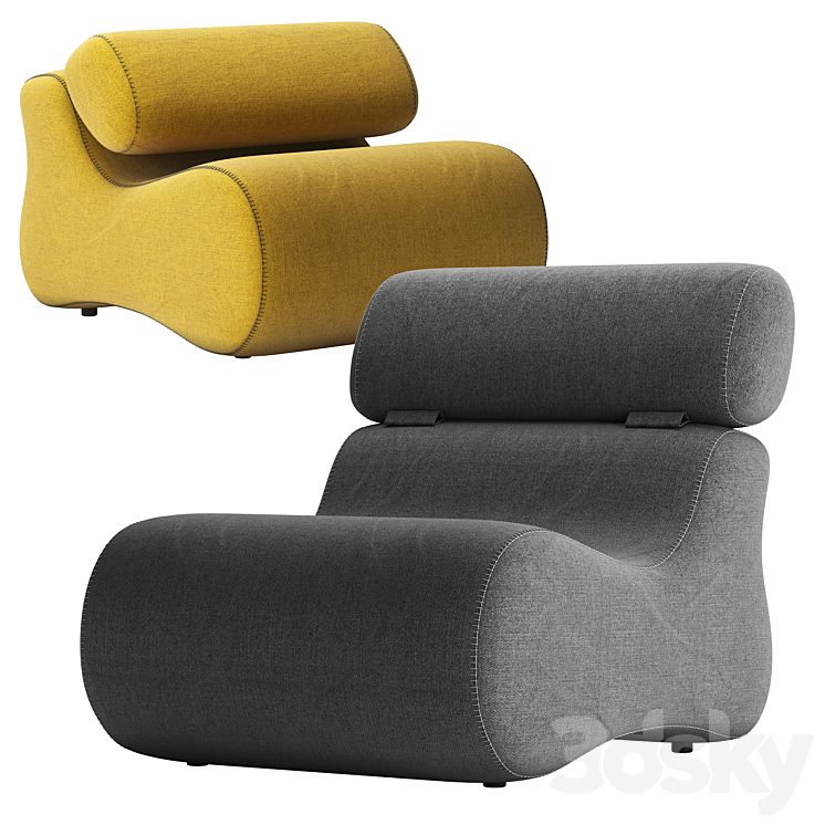 Armchair CLUB by LA FORMA 3DS Max Model - thumbnail 2