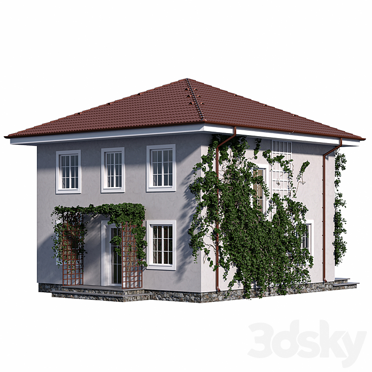 Two-storey house with ivy 3DS Max - thumbnail 2