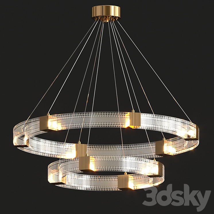 Parallel Ring Led Chandelier 3DS Max Model - thumbnail 1