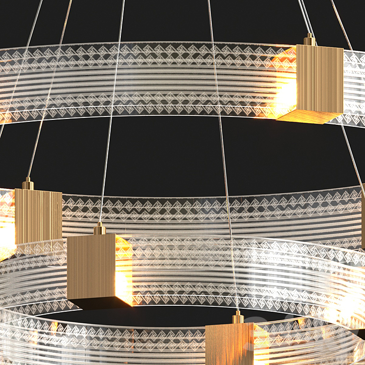 Parallel Ring Led Chandelier 3DS Max Model - thumbnail 2