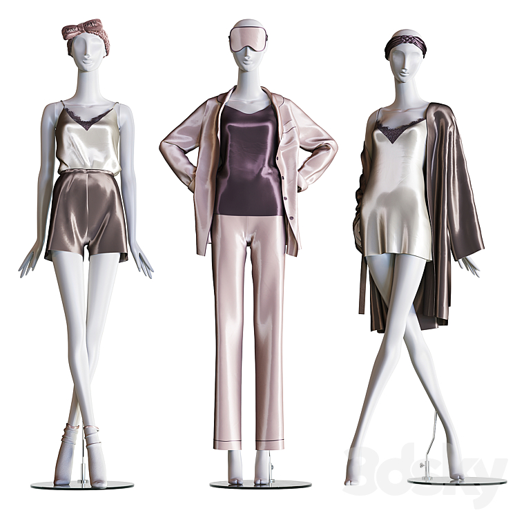 [3DSKY] Set Of Female Home Clothes On Mannequins 3D Model Free Download ...