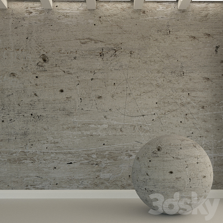 Concrete wall. Old concrete. 173 3DS Max Model - thumbnail 1
