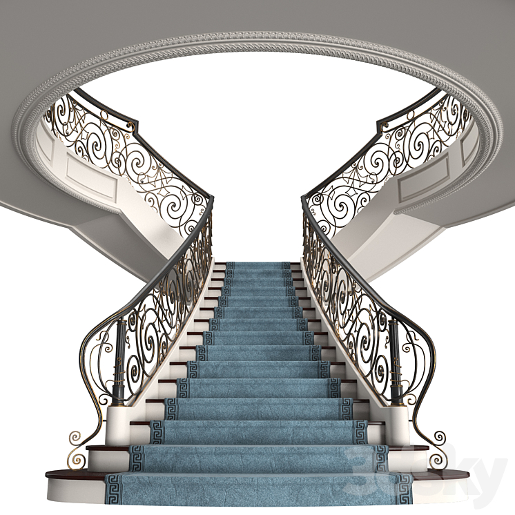 Mansion staircase 3DS Max - thumbnail 2