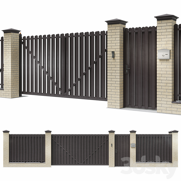 Fence for a private house 3D Model