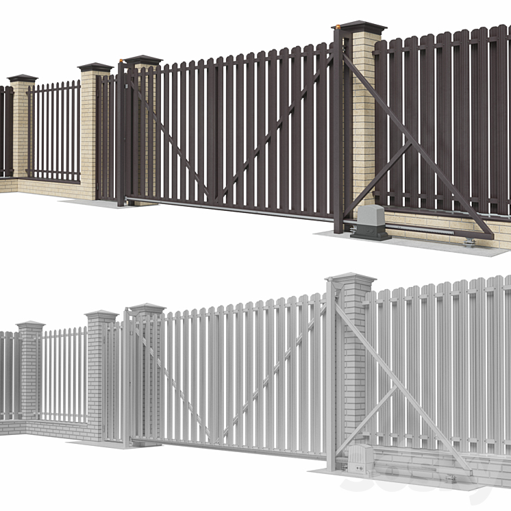 Fence for a private house 3D Model