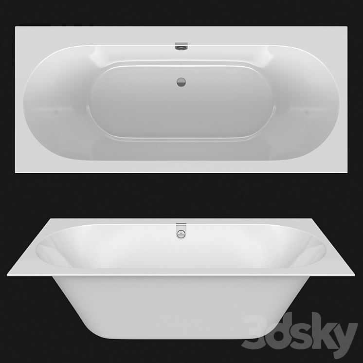 Acrylic bathtub Villeroy & Boch Oberon 2.0 3DS Max Model - thumbnail 1