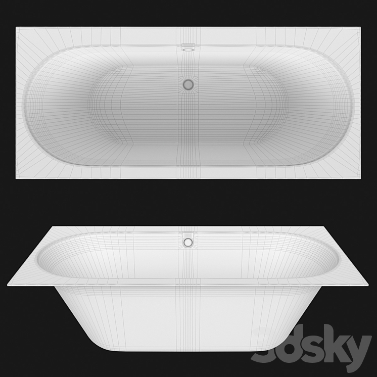 Acrylic bathtub Villeroy & Boch Oberon 2.0 3DS Max Model - thumbnail 2
