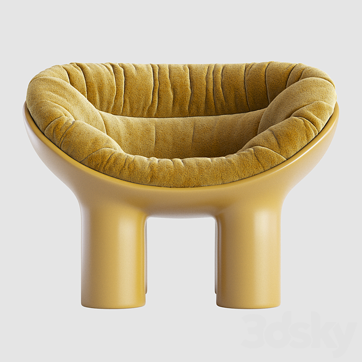 Roly Poly Polyethylene Armchair in Concrete with Cushions by Faye Toogood 3DS Max Model - thumbnail 2