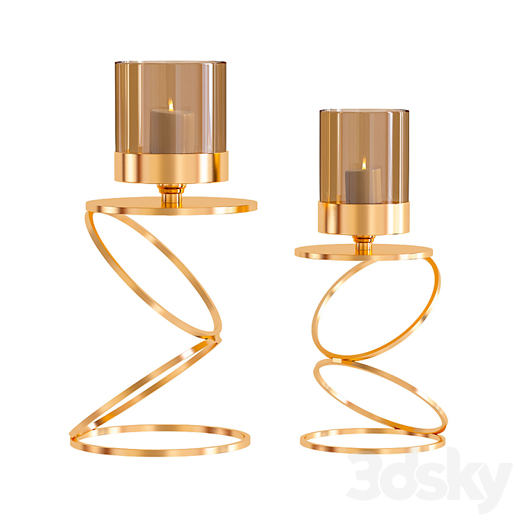 Elegant metal candle holders Table lamp 3D model