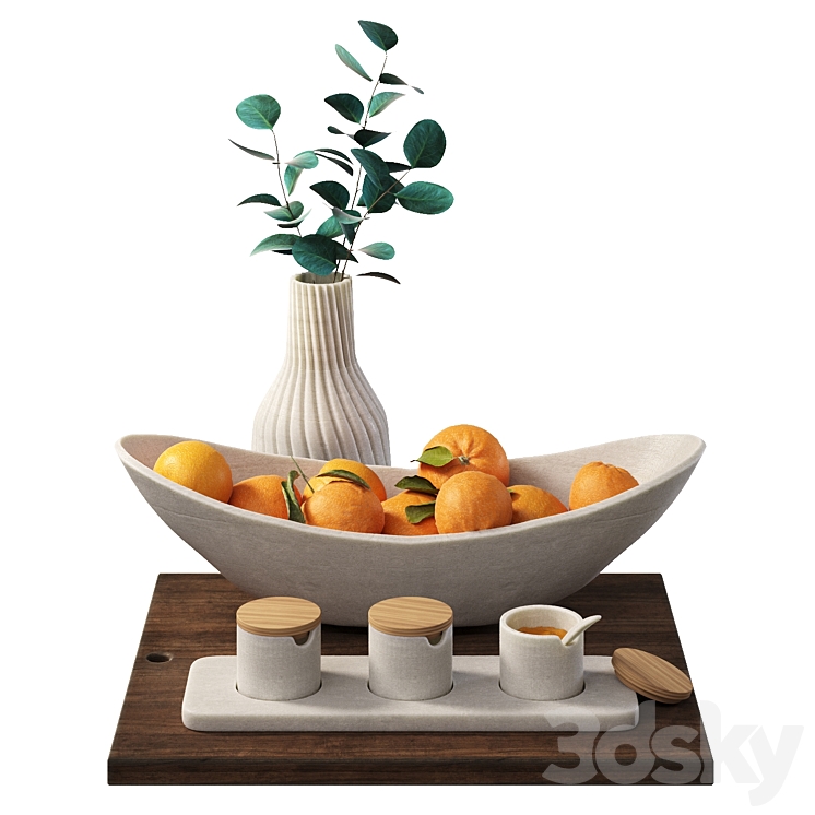 Decorative set for the kitchen with oranges 3DS Max - thumbnail 1