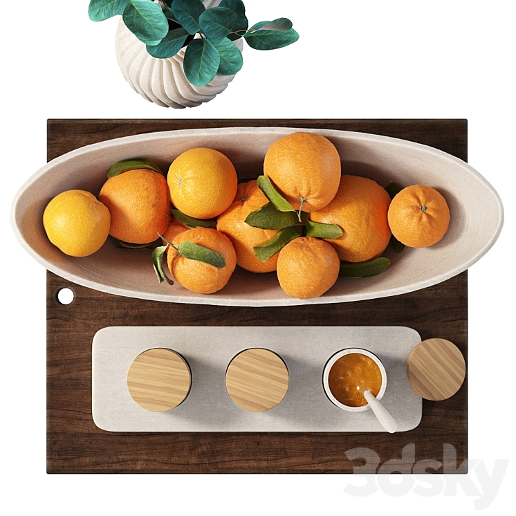 Decorative set for the kitchen with oranges 3DS Max - thumbnail 2