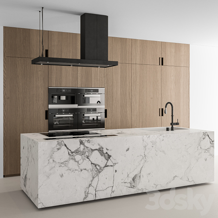 Kitchen Modern -Wood and Marble 64 3DS Max - thumbnail 1
