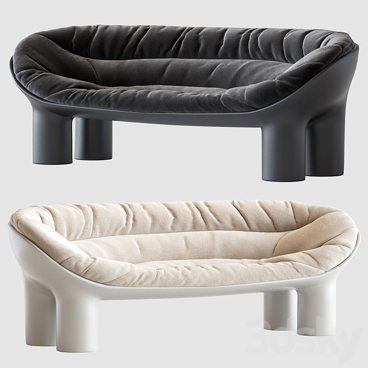 Roly Poly Polyethylene Sofa in Concrete with Cushions by Faye Toogood 3DS Max Model - thumbnail 1