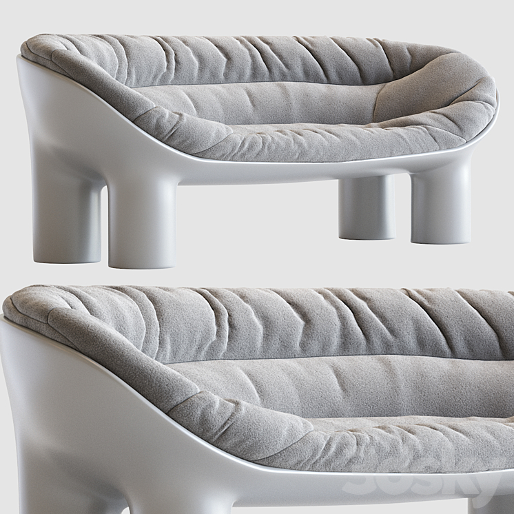 Roly Poly Polyethylene Sofa in Concrete with Cushions by Faye Toogood 3DS Max Model - thumbnail 2