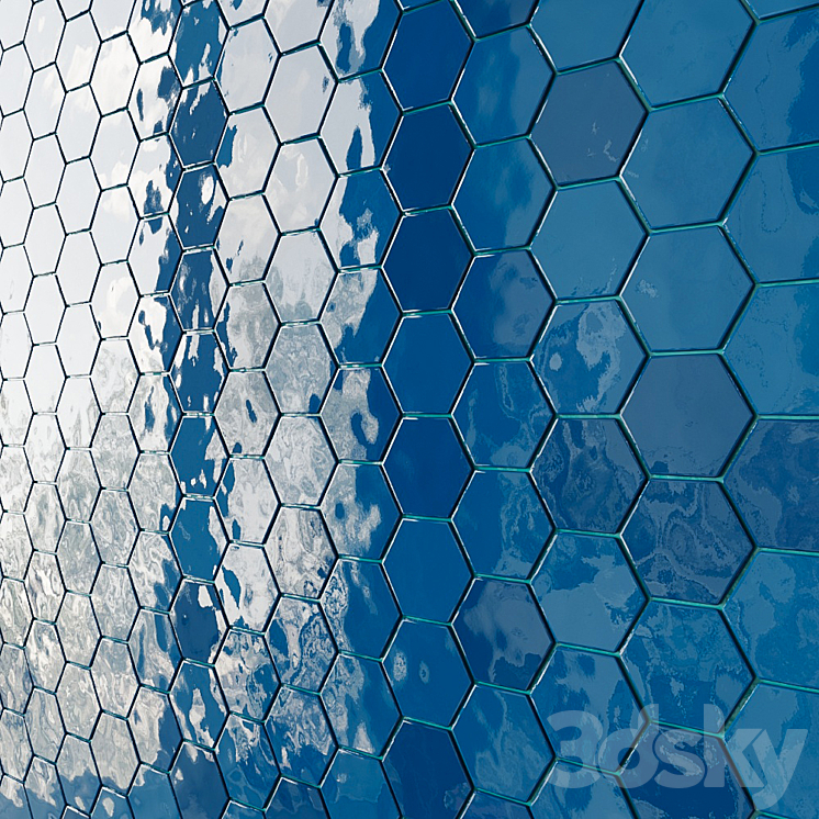 Art Deco Hexagon 5 types 3D Model