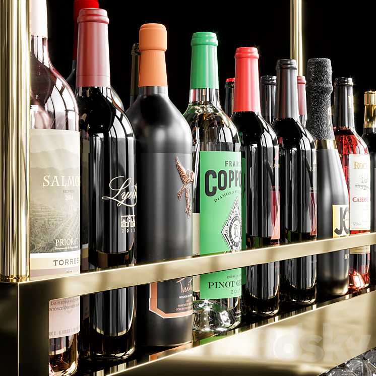 wine shelf 05 3D Model Free