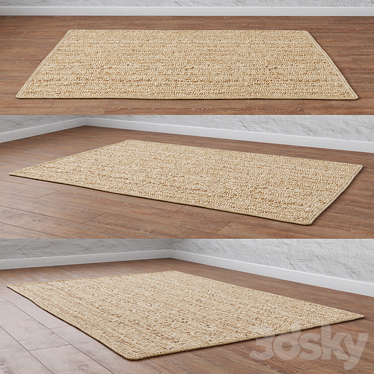 Natural Lengthwise Braided Jute Rug 3DS Max Model - thumbnail 2