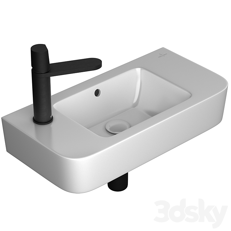 Villeroy & Boch O.novo Compact 2 washbasin & Antoniolupi Indigo mixer 3DS Max - thumbnail 1