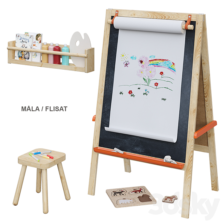 MÅLA \/ FLISAT IKEA Easel 3DS Max Model - thumbnail 1