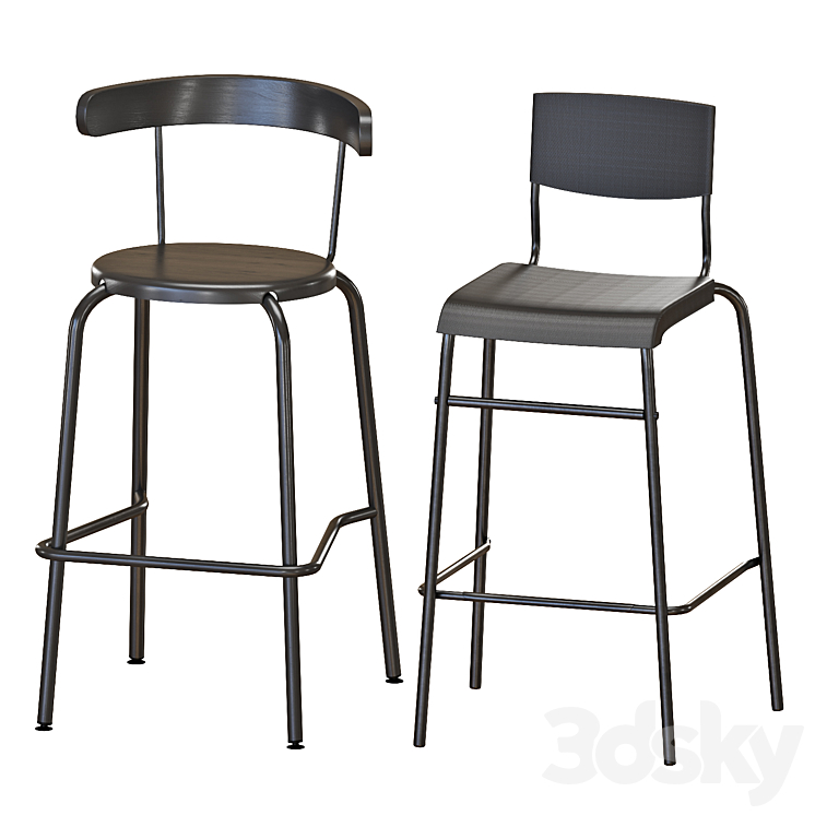 IKEA TOMMARYD Table and Stools 3D Model Free