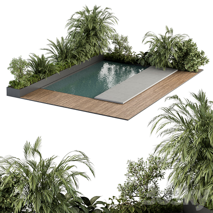Backyard and Landscape Furniture with Pool 04 3DS Max - thumbnail 1