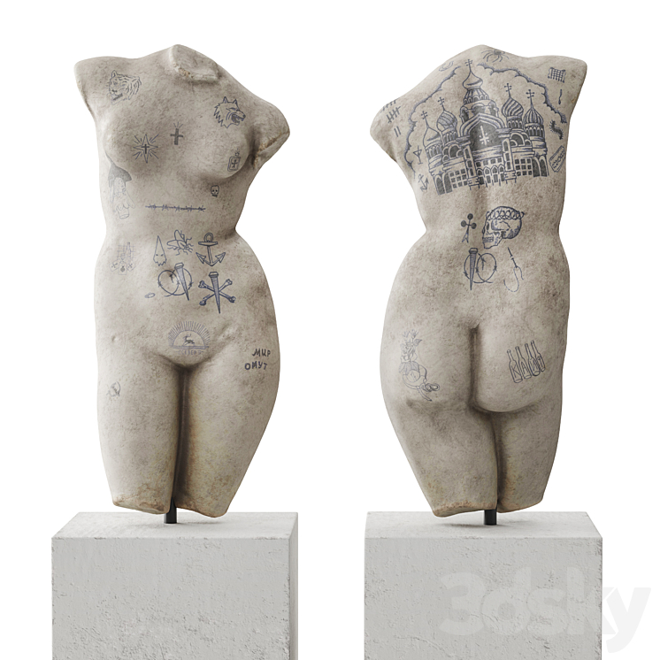 Venus tattoo torso sculpture 3DS Max Model - thumbnail 1