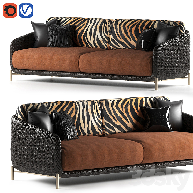 Clifton sofa by Roberto Cavalli Home 3DS Max Model - thumbnail 1