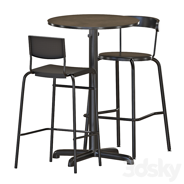 IKEA STENSELE Bar Table and Stools 3DS Max - thumbnail 1