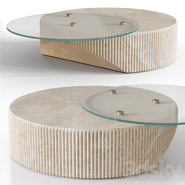 Marble and glass coffee table 3DS Max - thumbnail 1